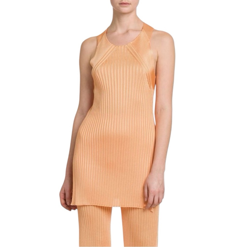 NWOT JIL SANDER Rib-Knit Tunic Tank in Apricot Orange Size 30